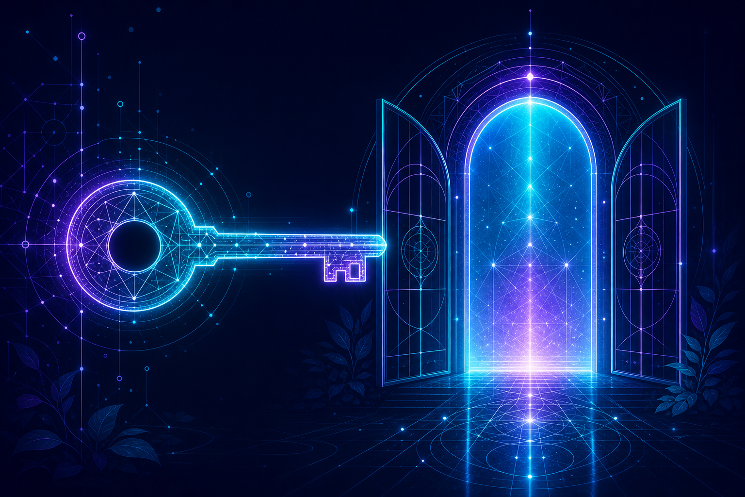 Abstract key and gate — your keys, your AI
